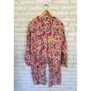 Cath Kidston Floral Print Long Sleeve Cotton Pajama Pants Set Women's Size XL